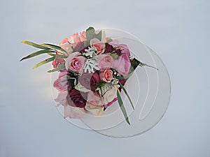 Floral arrangement on table for wedding reception