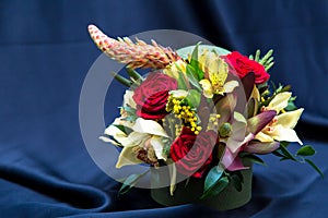 Floral arrangement with various spring flowers