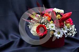 Floral arrangement with various spring flowers