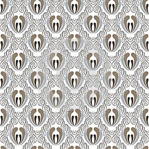 Floral art Deco seamless pattern. Beautiful ornamental vector background. Vintage flowers, leaves. Elegance colorful ethnic style