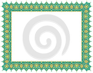 Floral Art Ornament Border in Green colour