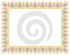 Floral Art Ornament Border in White Background