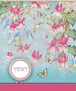 Floral background with banner for text
