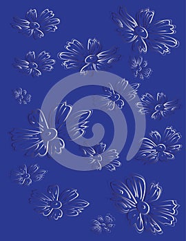 Floral background blue tint gradient