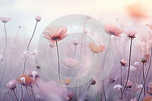 Floral background, bright and airy, pastel colors. Spring meadow flowers, floral wallpaper.