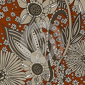 Floral background - brown floral pattern