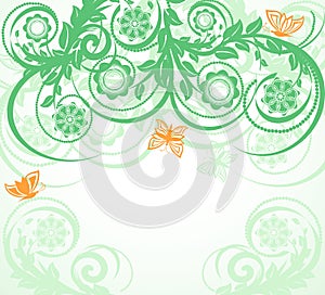 floral background with butterflies.