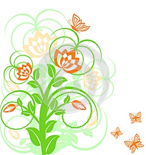 Floral background with butterflies.