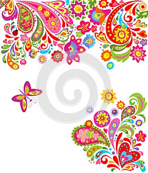 Floral background with colorful abstract flowers