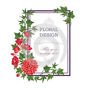 Floral background. Flower bouquet vintage cover. Flourish card w