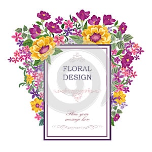 Floral background. Flower bouquet vintage cover. Flourish card w