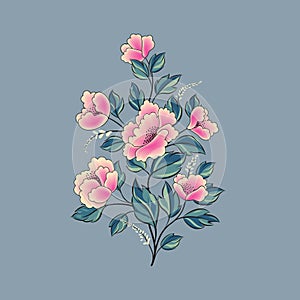 Floral background. Flower rose bouquet isolated. Flourish spring floral greeting card design