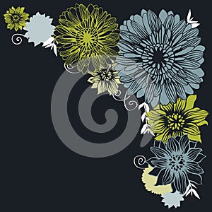 Floral background with hand draun flowers. Vector