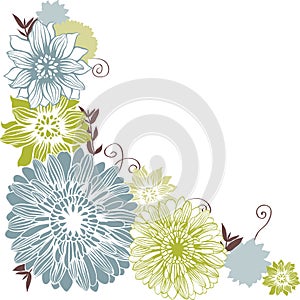 Floral background with hand draun flowers. Vector