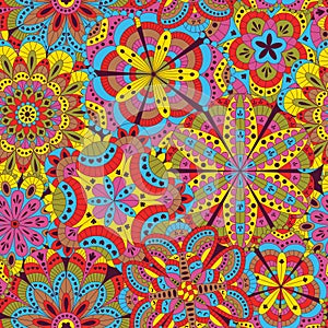 Floral background made of many mandalas. Seamless pattern. Good for weddings, invitation cards, birthdays, etc. Creative hand draw