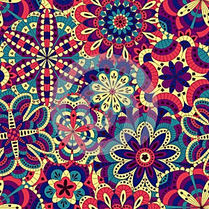 Floral background made of many mandalas. Seamless pattern.