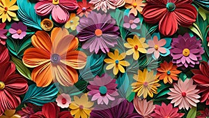 Floral background made of paper cut design. Birthday, Mother\'s Day, Women\'s Day, celebration, paper art concept.