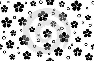 Floral background. Seamless pattern. Black isolated silhouette. Vector illustration