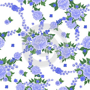 Floral Background. Seamless Pattern. Flowers and Leaves