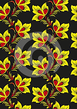 Floral background in traditional Russian Khokhloma style