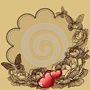 Floral background for Valentine's day, vector illustration.