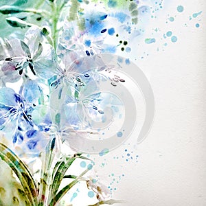 Floral background with watercolor bouquet