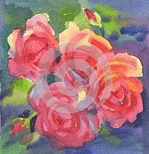 Floral background. Watercolor floral background.