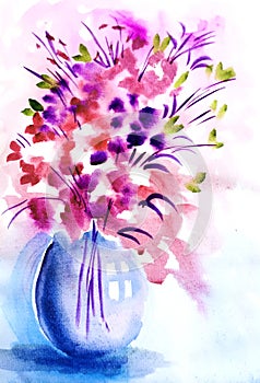 Floral background. Watercolor floral bouquet. Floral decorative