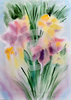 Floral background. Watercolor floral bouquet. Floral decorative