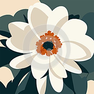 Floral background with white flower. Hand drawn vector illustration in minimal style. generative AI