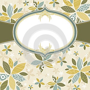 Floral background with white label