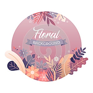 Floral Backgrounds in Circle Frame