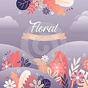 Floral Backgrounds with Flowers and Leaves