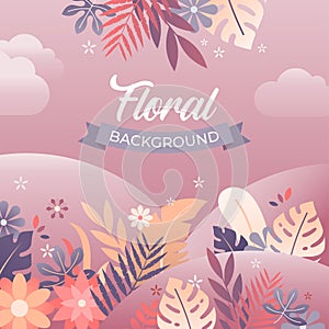 Floral Backgrounds with Flowers and Leaves