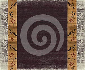 Floral bamboo banner frame aubergine background