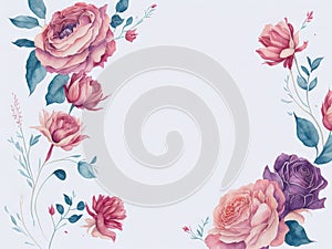 Floral baner with space for text watercolor. ai generative