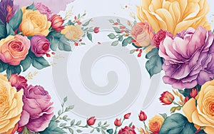 Floral baner with space for text watercolor. ai generative