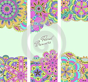 Floral banners set