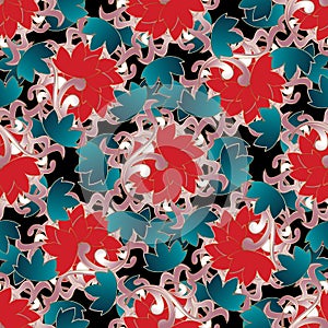 Floral Baroque style seamless pattern.