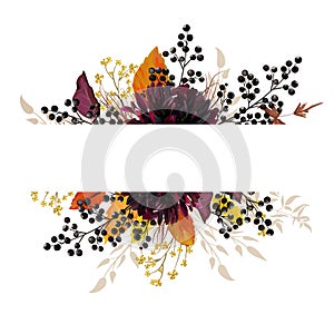 Floral beautiful design card with burgundy Dahlia flower, yellow