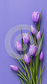 Floral beauty Bouquet of purple tulips on a veri peri backdrop