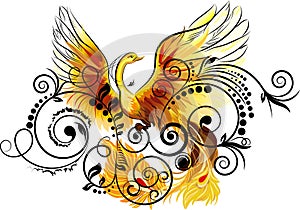 Floral and bird vector