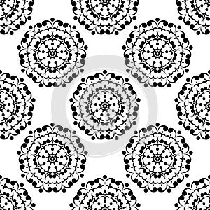 Floral black and white seamless pattern