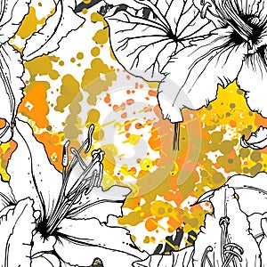 Floral Black and White Trends Artistic Watercolor.