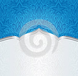 Floral Blue invitation Wallpaper Background