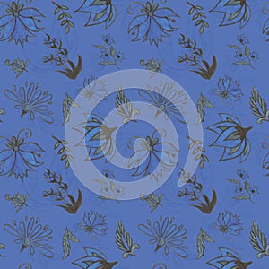 Floral blue pattern, vector