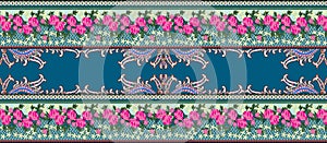 Floral border beautiful flower art design art digital textile border for printing and decoration