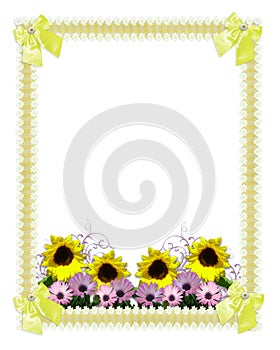 Floral border springtime sunflowers