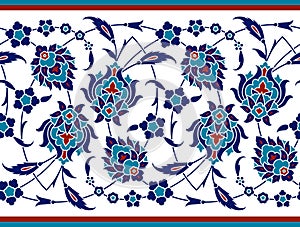 Floral border for your design. Traditional Turkish ï¿½ Ottoman seamless ornament. Iznik.