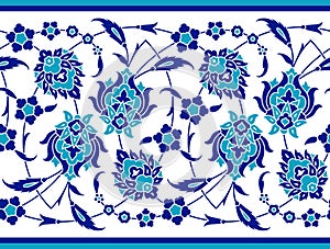 Floral border for your design. Traditional Turkish ï¿½ Ottoman seamless ornament. Iznik.